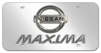 NISSAN CHROME EMBLEM & MAXIMA NAME 3D MIRROR LICENSE PLATE