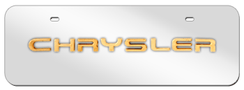 CHRYSLER GOLD NAME 3D MIRROR MID-SIZE LICENSE PLATE