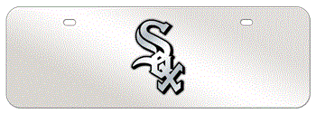 CHICAGO WHITE SOX MLB (MAJOR LEAGUE BASEBALL) CHROME EMBLEM 3D MIRROR MID-SIZE LICENSE PLATE