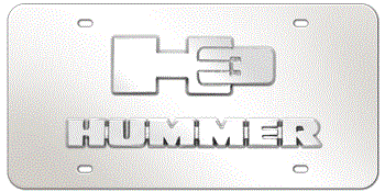 H3 CHROME EMBLEM WITH HUMMER NAME 3D MIRROR LICENSE PLATE