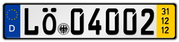 GERMAN TEMPORARY LICENSE PLATE 2012 ISSUED FROM JANUARY 1, 1994 TO PRESENT - 