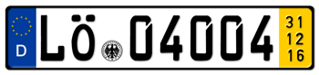 GERMAN TEMPORARY LICENSE PLATE 2016 ISSUED FROM JANUARY 1, 1994 TO PRESENT - 