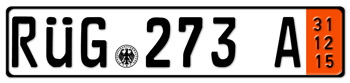 GERMAN TEMPORARY 2015 (ZOLL) EURO SIZE LICENSE PLATE ISSUED FROM 1989 TO PRESENT - 