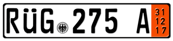 GERMAN TEMPORARY 2017 (ZOLL) EURO SIZE LICENSE PLATE ISSUED FROM 1989 TO PRESENT - 