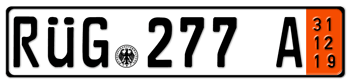 GERMAN TEMPORARY 2019 (ZOLL) LICENSE PLATE ISSUED FROM 1989 TO PRESENT - 