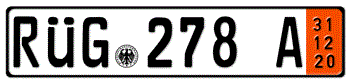 GERMAN TEMPORARY 2020 (ZOLL) LICENSE PLATE ISSUED FROM 1989 TO PRESENT - 