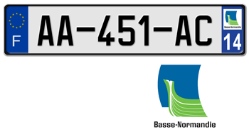 FRANCE REGION (BASSE-NORMANDIE) 2009 ISSUE EURO (EEC) LICENSE PLATE PERFECT FOR YOUR BUGATTI, CITROÃ‹N, RENAULT, PEUGEOT, OR SIMCA -- 