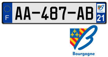 FRANCE REGION (BOURGOGNE) 2009 ISSUE EURO (EEC) LICENSE PLATE PERFECT FOR YOUR BUGATTI, CITROÃ‹N, RENAULT, PEUGEOT, OR SIMCA -- 