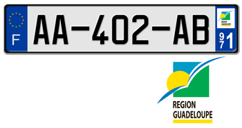 FRANCE REGION (GUADELOUPE) 2009 ISSUE EURO (EEC) LICENSE PLATE PERFECT FOR YOUR BUGATTI, CITROÃ‹N, RENAULT, PEUGEOT, OR SIMCA -- 