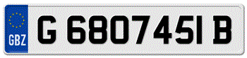 GIBRALTAR EURO (EEC) 11 CHARACTER FRONT LICENSE PLATE 