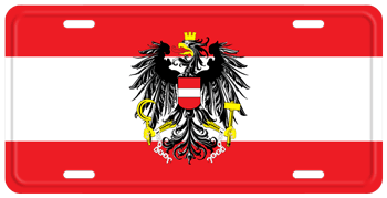 AUSTRIA FLAG WITH COAT OF ARMS LICENSE PLATE