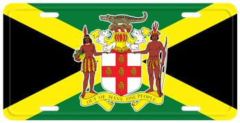 JAMAICA AND COAT OF ARMS FLAG LICENSE PLATE