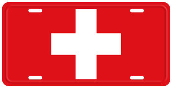 SWITZERLAND (SWISS) FLAG LICENSE PLATE
