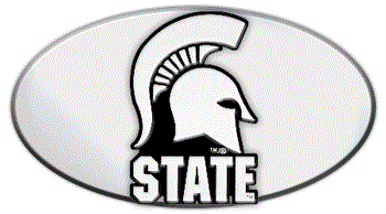 MICHIGAN STATE NCAA (NATIONAL COLLEGIATE ATHLETIC ASSOCIATION) EMBLEM 3D OVAL TRAILER HITCH COVER
