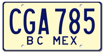 MEXICO (BAJA CALIFORNIA) LICENSE PLATE ISSUED BETWEEN 1968 - 1991 -