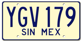 MEXICO (SINALOA) LICENSE PLATE ISSUED BETWEEN 1968 - 1991 -