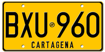 COLOMBIA (CARTAGENA) LICENSE PLATE -