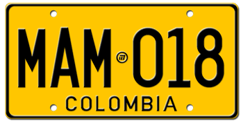 COLOMBIA (COLOMBIA) LICENSE PLATE -