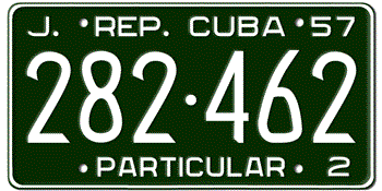 CUBA AUTO LICENSE PLATE ISSUED IN 1957 -