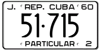 CUBA AUTO LICENSE PLATE ISSUED IN 1960 -
