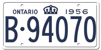 1956 ONTARIO LICENSE PLATE - 
