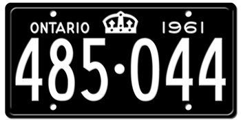 1961 ONTARIO LICENSE PLATE - 