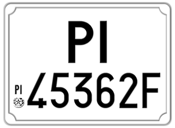 ITALY EURO SQUARE LICENSE PLATE PROVINCE OF PISA ISSUED BETWEEN 1977 TO 1994. - 