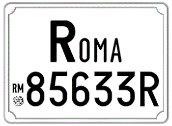 ITALY EURO SQUARE LICENSE PLATE PROVINCE OF ROME ISSUED BETWEEN 1977 TO 1994. - 