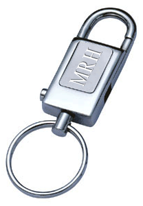 AUTOMODA METAL VALET (SINGLE) KEY HOLDER FINISHED IN NICKEL WITH CUSTOM DIAMOND ENGRAVED INITIALS OR NAME