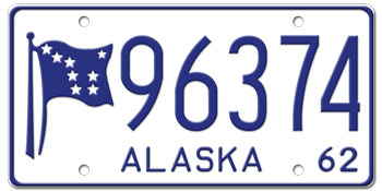 1962 ALASKA STATE LICENSE PLATE--
