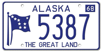 1968 ALASKA STATE LICENSE PLATE--