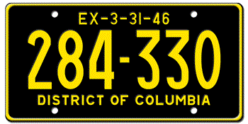 1946 DISTRICT OF COLUMBIA STATE LICENSE PLATE--