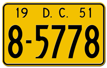 1951 DISTRICT OF COLUMBIA STATE LICENSE PLATE--