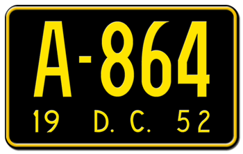 1952 DISTRICT OF COLUMBIA STATE LICENSE PLATE--