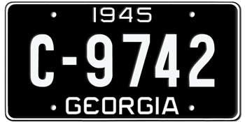 1945 GEORGIA STATE LICENSE PLATE--