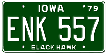 1979 IOWA STATE LICENSE PLATE-- - This plate was also used in 80, 81, 82, 83, 84, and 1985
