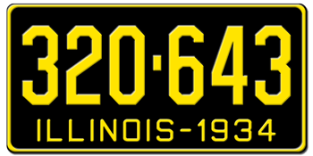 1934 ILLINOIS STATE LICENSE PLATE--