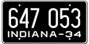 1934 INDIANA STATE LICENSE PLATE--