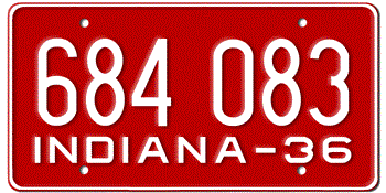 1936 INDIANA STATE LICENSE PLATE--