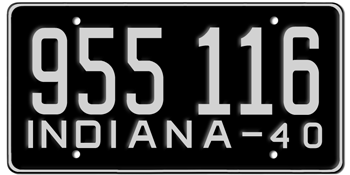 1940 INDIANA STATE LICENSE PLATE--