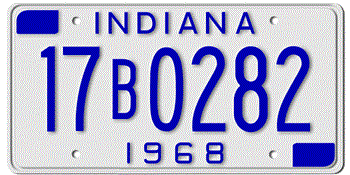 1968 INDIANA STATE LICENSE PLATE--