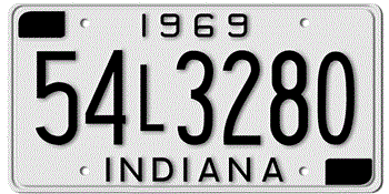 1969 INDIANA STATE LICENSE PLATE--