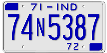 1971 INDIANA STATE LICENSE PLATE--