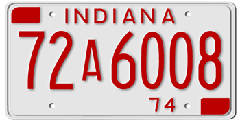 1974 INDIANA STATE LICENSE PLATE--