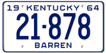1964 KENTUCKY STATE LICENSE PLATE--