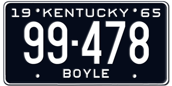 1965 KENTUCKY STATE LICENSE PLATE--