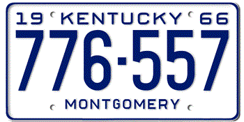 1966 KENTUCKY STATE LICENSE PLATE--