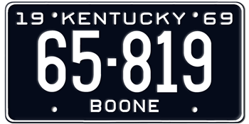 1969 KENTUCKY STATE LICENSE PLATE--