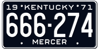 1971 KENTUCKY STATE LICENSE PLATE--
