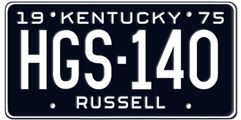 1975 KENTUCKY STATE LICENSE PLATE-- - This plate also used in 1976 and 1977
